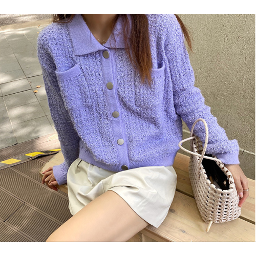 Elegant small fragrance short knitted cardigan